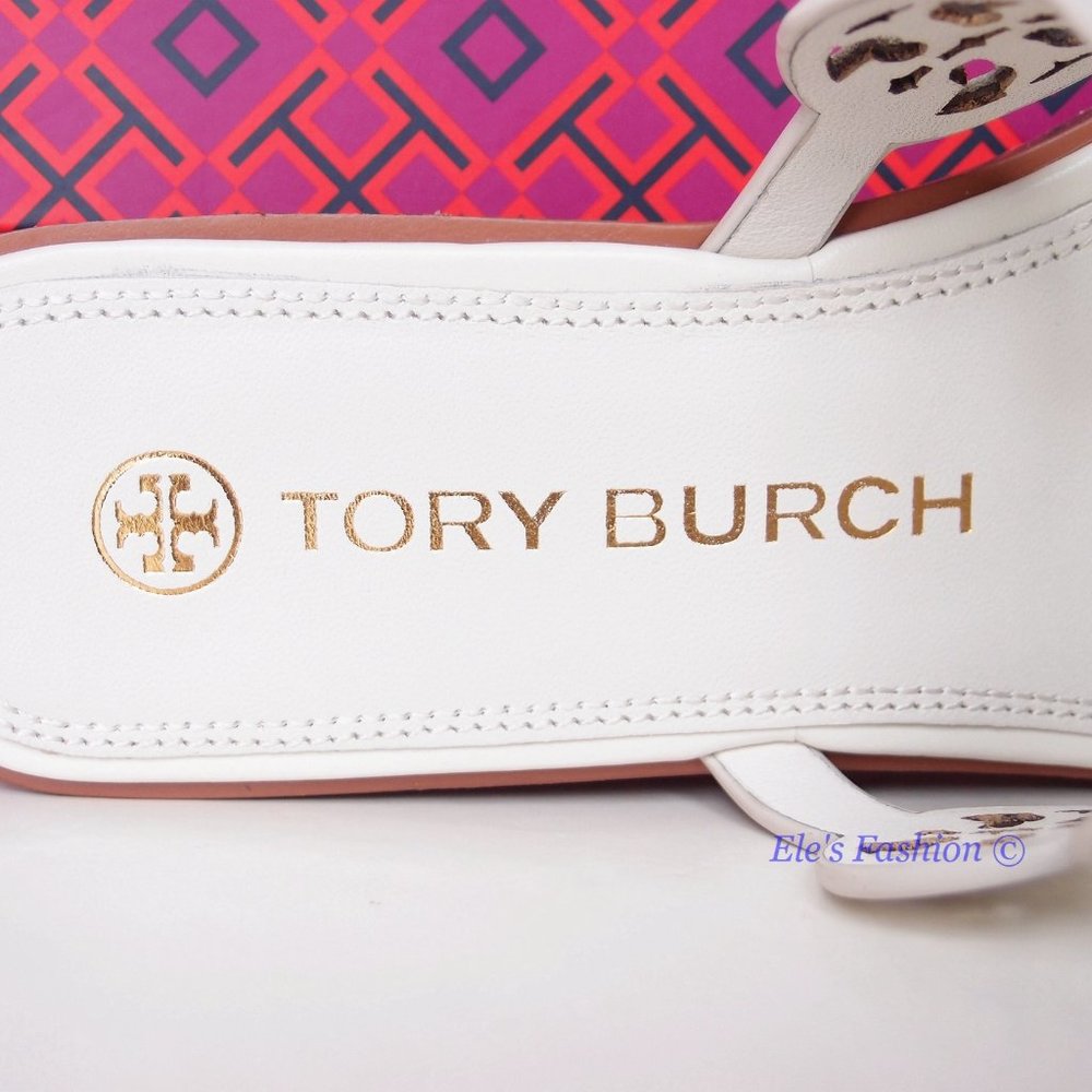 NIB Tory Burch Tiny Miller Logo Leather Thong Sandal Ivory US 7 8 8.5 9 9.5 10 - Picture 13 of 16